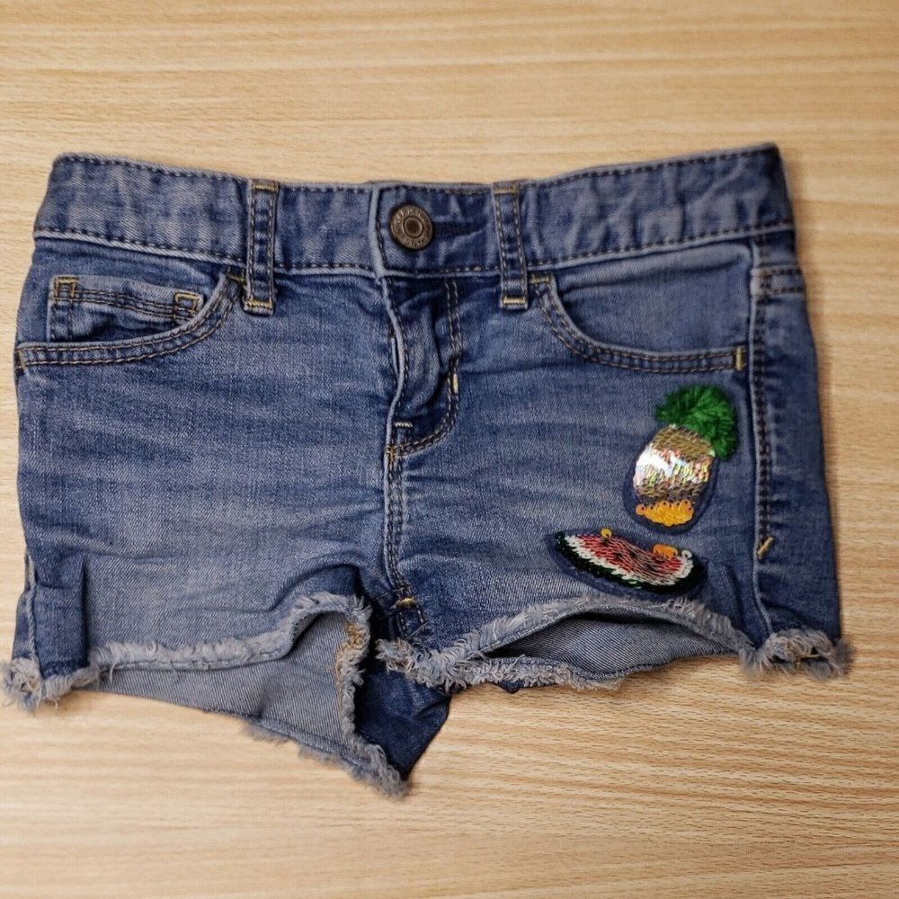 Gap Girls Stretch Shortie Shorts Distressed With Patches 6